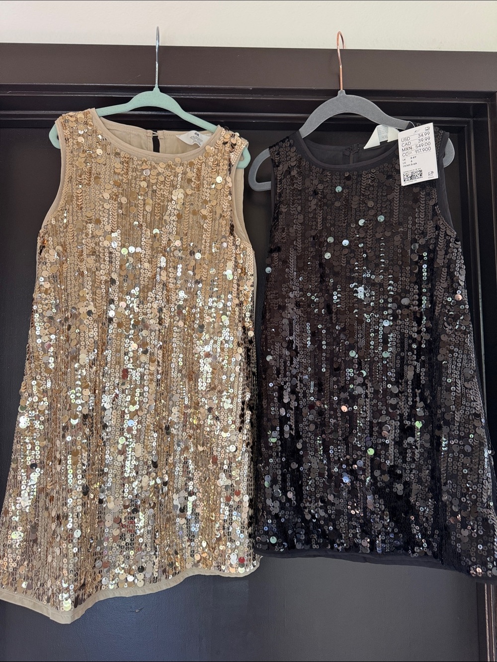 H&M Gold and Black Sequin Shift Dresses for Kids